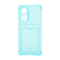 Чехол с кармашком противоударный для Huawei Honor 50/Nova 9 прозрачный (006) голубой