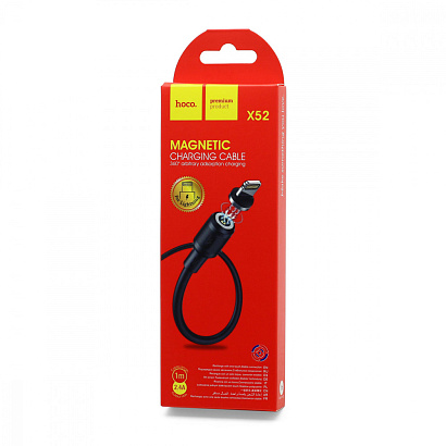 Кабель USB - Lightning HOCO X52 "Sereno magnetic" (2.4А, 100см) черный