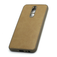 Чехол силиконовый с кожаной вставкой Leather Cover для Xiaomi Redmi 8 коричневый