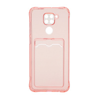 Чехол с кармашком для Xiaomi Redmi Note 9 прозрачный (006) розовый