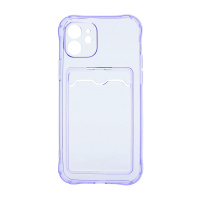 Чехол с кармашком для Apple iPhone 12/6.1 прозрачный (005) сиреневый