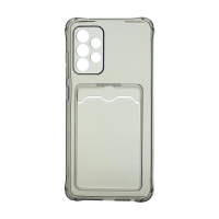 Чехол с кармашком для Samsung Galaxy A52 прозрачный (002) черный