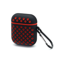 Чехол для наушников AirPods 2 силиконовый Sports черно-красный