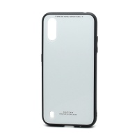 Чехол со стеклянной вставкой без лого для Samsung Galaxy A01 белый