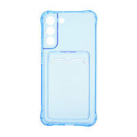 Чехол с кармашком для Samsung Galaxy S22 Plus прозрачный (003) голубой