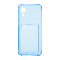 Чехол с кармашком для Samsung Galaxy A03 Core прозрачный (003) голубой