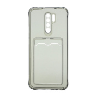 Чехол с кармашком для Xiaomi Redmi 9 прозрачный (002) черный