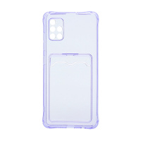Чехол с кармашком для Samsung Galaxy A51 прозрачный (005) сиреневый