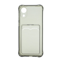 Чехол с кармашком для Samsung Galaxy A03 Core прозрачный (002) черный