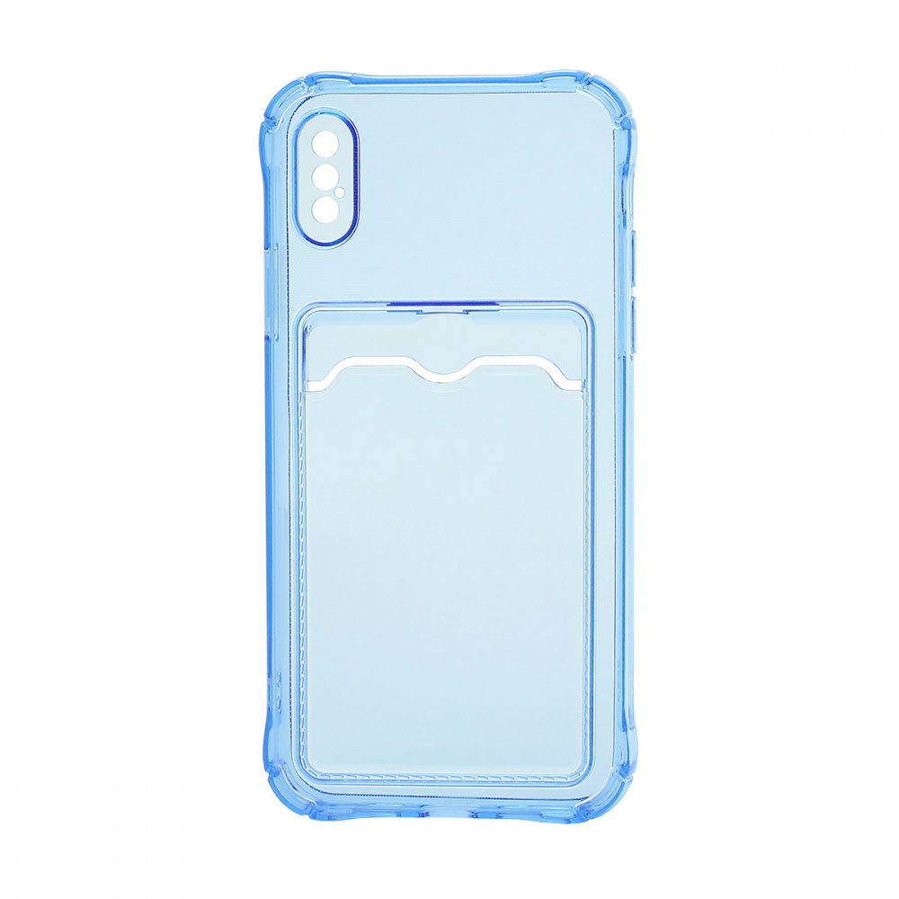Чехол с кармашком для Apple iPhone X/XS прозрачный (003) голубой, купить в Новосибирске | Артикул: 390311022 | Алло, мама