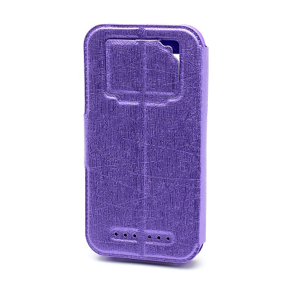 Чехол универсальный с окошком и силиконовой вставкой с имитацией царапин 4,7 фиолетовый