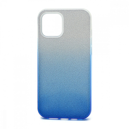 Чехол Fashion с блестками силикон-пластик для Apple iPhone 12 Pro Max/6.7 серебристо-голубой