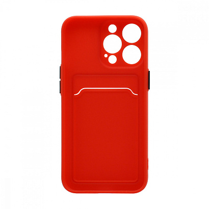 Чехол с кармашком и цветными кнопками для Apple iPhone 13 Pro/6.1 (010) красный