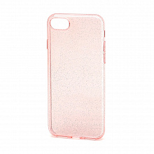 Чехол силиконовый с блестками прозрачный для Apple iPhone 7/8/SE 2020 розовый