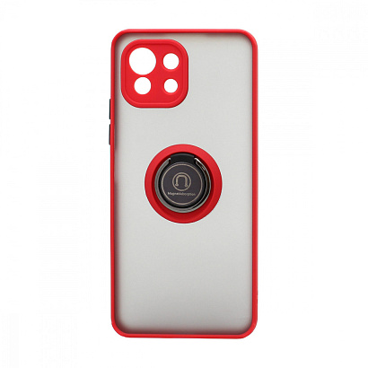 Чехол Shockproof Ring для Xiaomi 11 Lite (002) красно-черный