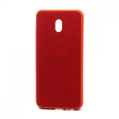Чехол силиконовый с кожаной вставкой Leather Cover для Xiaomi Redmi 8A красный