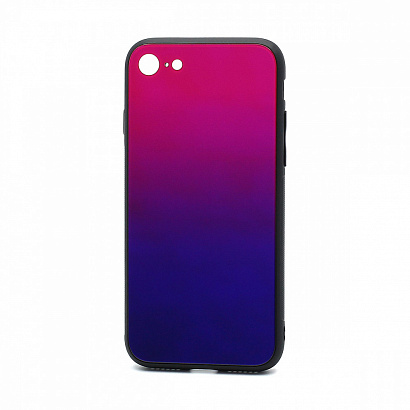 Чехол со стеклянной вставкой Gradient для Apple iPhone 7/8/SE 2020 (006) красно-синий