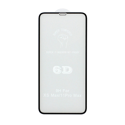 Защитное стекло 6D Premium для Apple iPhone 11 Pro Max/XS Max черное тех. пак