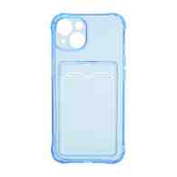 Чехол с кармашком для Apple iPhone 14/6.1 прозрачный (003) голубой