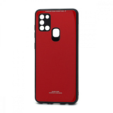 Чехол со стеклянной вставкой без лого для Samsung Galaxy A21S красный