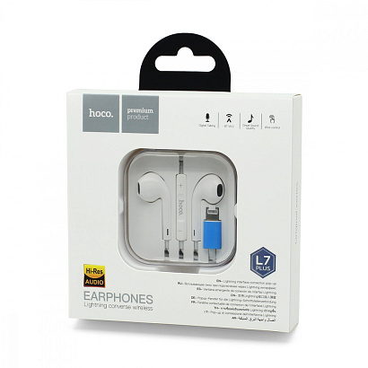 Наушники с микрофоном HOCO L-7 Plus Apple iPhone (Lightning) белые