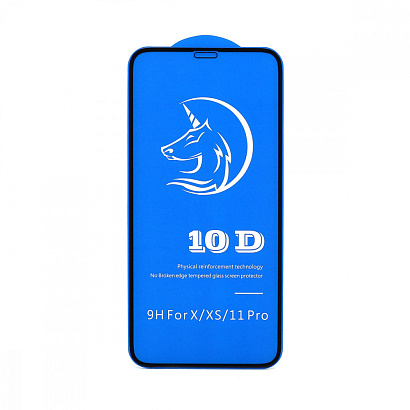 Защитное стекло 6D (T.M) для Apple iPhone 11 Pro/X/XS черное тех. пак