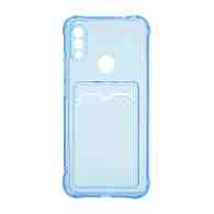 Чехол с кармашком для Xiaomi Redmi Note 7 прозрачный (003) голубой