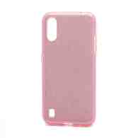 Чехол Fashion с блестками силикон-пластик для Samsung Galaxy A01 розовый