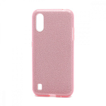 Чехол Fashion с блестками силикон-пластик для Samsung Galaxy A01 розовый