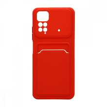 Чехол с кармашком и цветными кнопками для Xiaomi Redmi Note 11 (010) красный