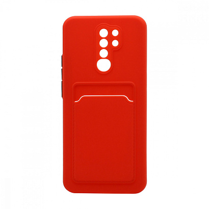 Чехол с кармашком и цветными кнопками для Xiaomi Redmi 9 (010) красный