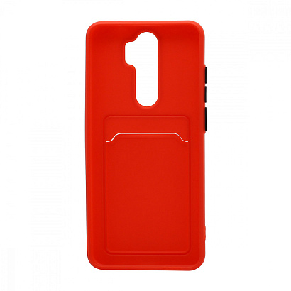 Чехол с кармашком и цветными кнопками для Xiaomi Redmi Note 8 Pro (010) красный