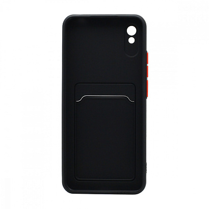 Чехол с кармашком и цветными кнопками для Xiaomi Redmi 9A (006) черный