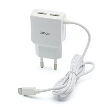 СЗУ с выходом USB Hoco C59A (2.1A/2USB/кабель Lightning) белое