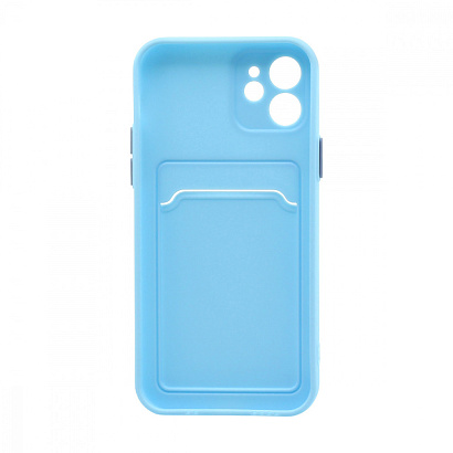 Чехол с кармашком и цветными кнопками для Apple iPhone 12/6.1 (007) голубой