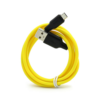 Кабель USB - Micro USB HOCO X21 "Plus Silicone" (2.4А, 100см) черно-желтый