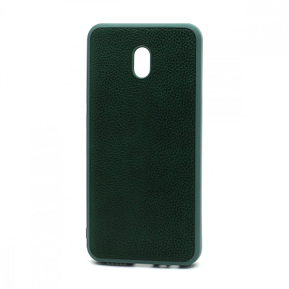 Чехол силиконовый с кожаной вставкой Leather Cover для Xiaomi Redmi 8A зеленый