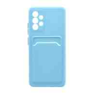 Чехол с кармашком и цветными кнопками для Samsung A32 4G (007) голубой