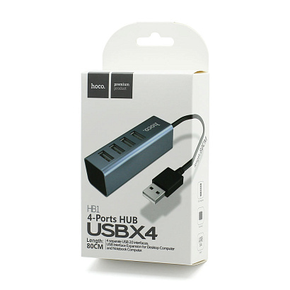 USB HUB Hoco HB1 4 порта серый