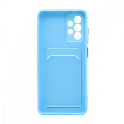 Чехол с кармашком и цветными кнопками для Samsung A52 (007) голубой