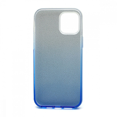 Чехол Fashion с блестками силикон-пластик для Apple iPhone 12 Pro Max/6.7 серебристо-голубой