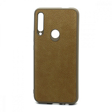 Чехол силиконовый с кожаной вставкой Leather Cover для Huawei Honor 9X/P Smart Z коричневый