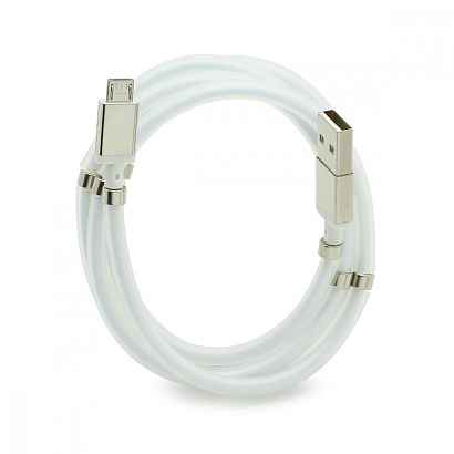 Кабель USB - Micro USB HOCO U91 "Magnetic" (2.4А, 100см) белый