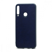 Чехол силиконовый с кожаной вставкой Leather Cover для Huawei Honor 9C/P40 Lite E синий