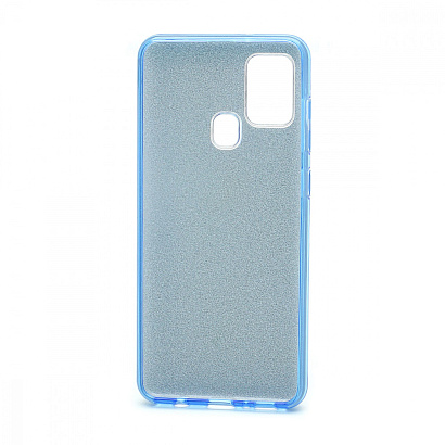 Чехол Fashion с блестками силикон-пластик для Samsung Galaxy A21S голубой
