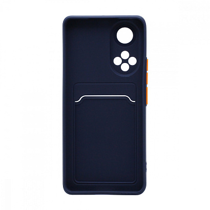 Чехол с кармашком и цветными кнопками для Huawei Honor 50/Nova 9 (001) темно синий