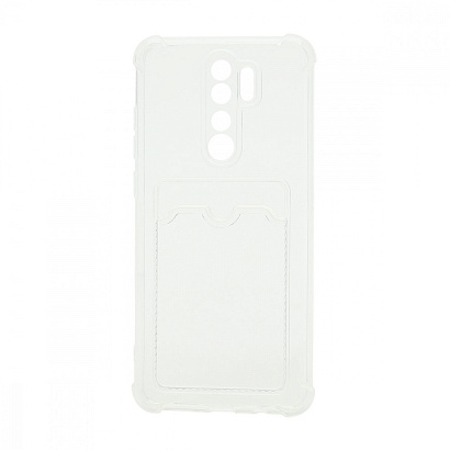 Чехол с кармашком противоударный для Xiaomi Redmi Note 8 Pro прозрачный (001)