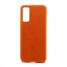 Чехол силиконовый с кожаной вставкой Leather Cover для Huawei Honor 30 оранжевый