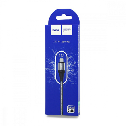 Кабель USB - Lightning HOCO X50 "Excellent" (2.4А, 100см) серый