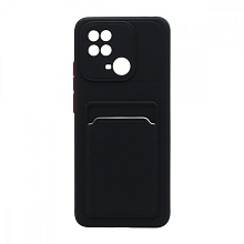 Чехол с кармашком и цветными кнопками для Xiaomi Redmi 10C (006) черный